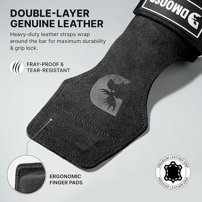 DMoose Fitness Weight Lifting Hooks (Pair) for Deadlifts, Pull Ups, Rows & Shrugs - Anti-Rip Nylon Strap Hand Grips with Thick Wrist Padding - Heavy Duty Wrist Straps for Weightlifting & Gym Workouts
