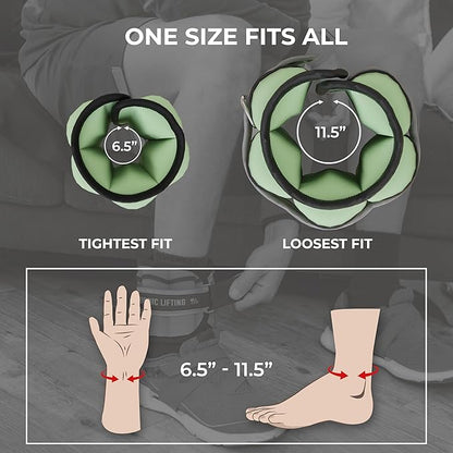 Nordic Lifting Adjustable Ankle Weights for Women & Men – 1 Pair (2–10 lbs) Wrist, Arm & Leg Weights for Gym, Yoga & Home Workouts – Secure Fit Strap Design – Durable Fitness Training Equipment