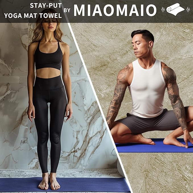 MIAOMIAO Non-Slip Hot Yoga Towel Set,Super Absorbent Microfiber in, 24.5" x 72" - Anti-Slip, Injury Free Design for Pilates, Yoga Mats, Exercise, and Fitness Gear