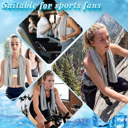 Honoson 10 Pack Cooling Towels Bulk - 47"x12" Soft Breathable Ice Towels for Neck & Face, Portable Chilly Rags Microfiber Sweat Rags for Yoga, Sports, Gym, Workout & Fitness(Light Gray)