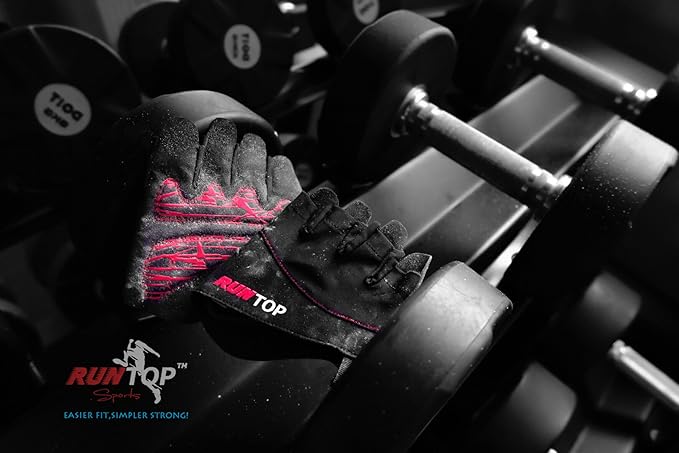Workout Gloves Weight Lifting Grips with Silicon Padding by RUNTOP - Exercise Gloves Perfect for Women Men Cross Fitness Training WODS Weightlifting Bodybuilding Powerlifting Gym Fitness
