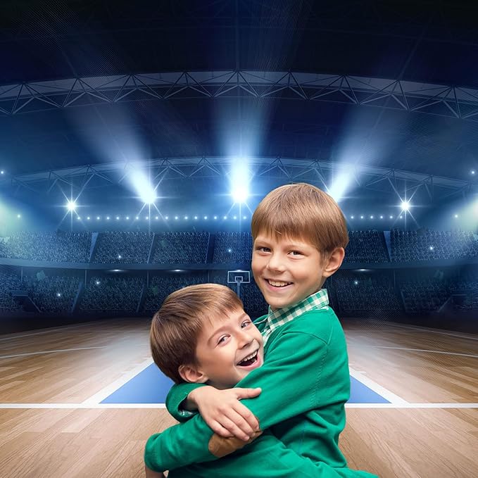 Basketball Stadium Theme Backdrop Basketball Arena Court Shining Stadium Photography Background Sports Club Sports Theme Basketball Match Decorations Spotlight Photo Studio Props Vinyl 20x10ft