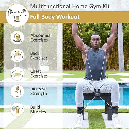 All-in-one Fitness Band, Full Body Exercise Band for Home Exercise or Training on-The-go, Multi-Purpose use for Strength, core, Pilates & More, Medium - 15 lbs. (Silver)