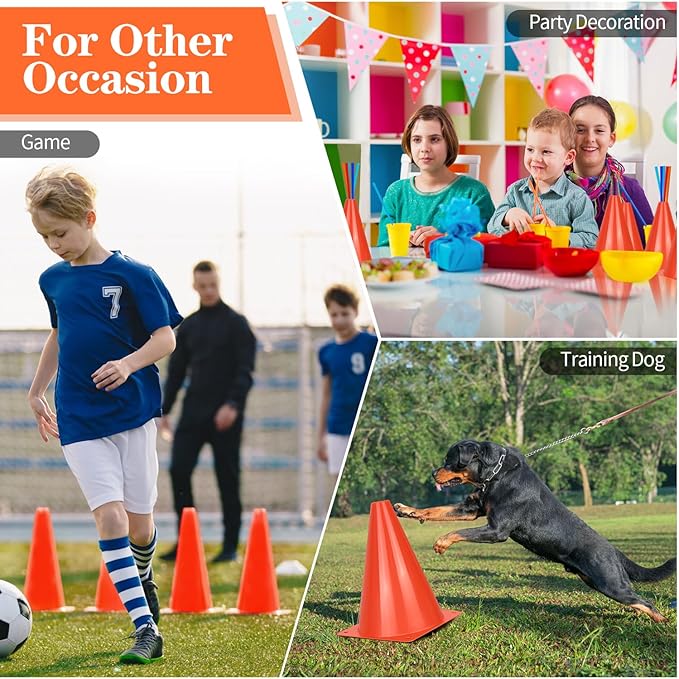 12/24/50pcs Soccer Cones, 7" Soccer Cones, Plastic Traffic Cones, Training Cones for Basketball Football Skating Drills Practice