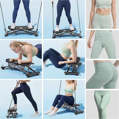 Balance Board with Resistance Bands, Versatile Rocking Stepper, Ski Machine & Wobble Board Featuring LCD Monitor, 330 lbs High-Capacity Side Steppers for Exercise at Home