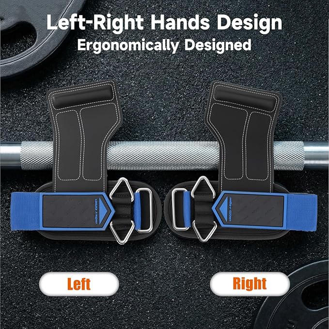 Non-Slip Gym Wrist Sraps for Weightlifting, Double Rubber Weight Lifting Straps with D Rings for Cable Machine Workout, Wrist Wraps with Cushion Wrist Loop for Men Women Deadlift
