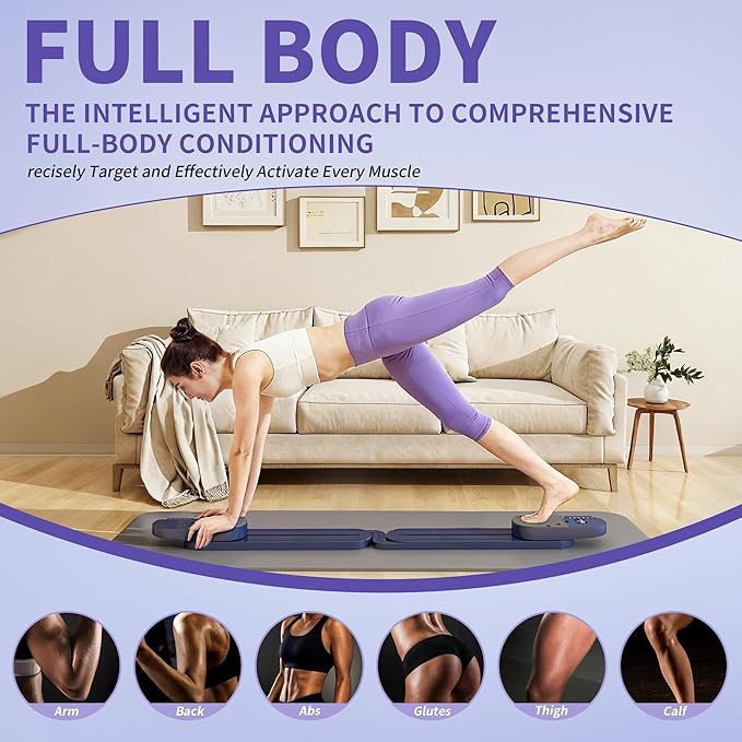 Pilates Board Reformer 15-in-1: Split & Foldable Design, Portable Home Gym with Digital Display, Resistance Bands, Balance Board for Women's Full Body & Core Training