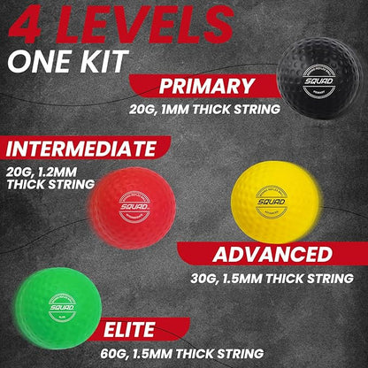 SQUAD Boxing Reflex Ball Set - 4-Level Reaction Balls + Adjustable Headband - Train Speed, Timing & Hand-Eye Coordination - Safe Fun for Kids & Adults - Boxing/MMA/Krav MAGA Home Workout Gift
