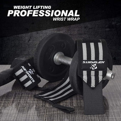 AQF Wrist Wraps for Weightlifting - USPA & IPL Approved 18" Gym Wrist Support with Thumb Loop - Heavy Duty Lifting Wrist Straps for Fitness, Workout, Powerlifting, & Bodybuilding (Pair)