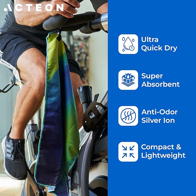 Acteon Microfiber Gym Towels 4 Pack, Quick Dry Odor Free Workout Towels for Men and Women, Super Absorbent Sports Sweat Towel for Gym, Yoga, Running, Travel, 16 x 30.5 Inch