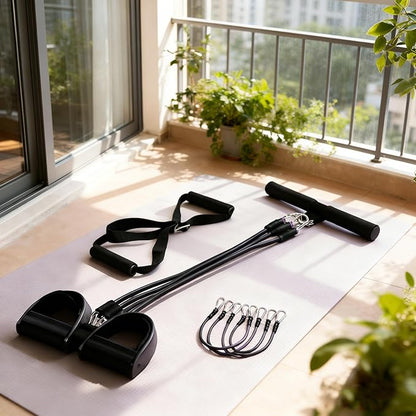 Upgrade 4-Tube Pedal Ankle Puller Resistance Bands, Pedal Puller Resistance Band with Handle for Home Gym,Yoga & Pilates,Ideal to Tone Arms,Abs,Waist Unisex Two