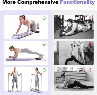 6 in1 Pilates Board, Multi-Purpose Pilates Reformer Set, Foldable Abdominal Board, Pilates Reformer Board for Home, Workout Equipment, Abs Workout Equipment, Core Workout Equipment