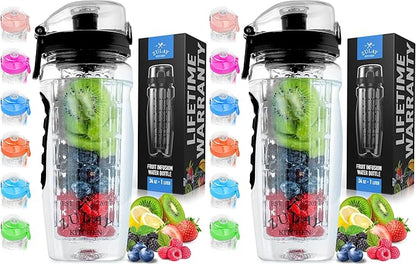 Zulay Fruit Infuser Water Bottle - 34oz - Leakproof With Full-Length Infusion Rod - Men Women's Ideal Fitness Gift Or For Gym, Camping