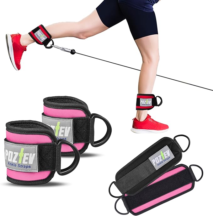 Ankle Straps for Cable Machine (PAIR) – Adjustable Padded Cuff Leg Straps Attachment, Ideal for Glute Workouts Leg Training Kickbacks Hip Abductors Booty Building & Lower Body Fitness