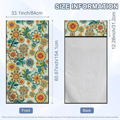 Bulopur Boho Floral Beach Towel Car Seat Bucket Terry Cloth Seat Covers Blanket Absorbent Soft Fabric Blue Sweatproof Beach Yoga Towels Car Decor Accessories