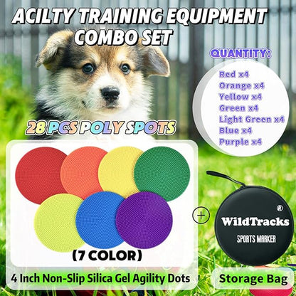 14 Pcs Non Slip Agility Markers Poly Spots, 4 inches Floor Dots Spot Markers for Gym,PE Equipment,Rubber Circles Multiple Color Sports Markers