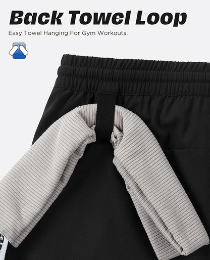 Men 2 in 1 Running Shorts with Compression Liner 5" 7" Quick Dry Workout Athletic Shorts with Pockets Towel Loop