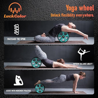 Back Roller, Back Wheel Targeted Back Pain Relief, Yoga Wheel Muscle Massage, Foam Roller for Trigger Point Therapy Physical, Stretching & Exercise, 880lbs Capacity, 10 Inch (Black+Acid Blue)