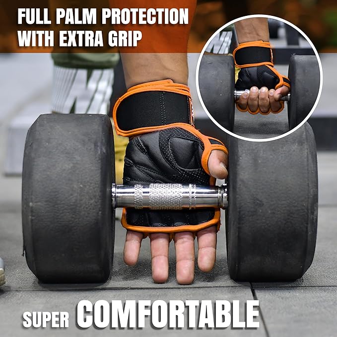 ESTREMO Workout Gloves for Men and Women, Weight Lifting Gym Gloves for Men with Excellent Grip & Wrist Wrap Support, Full Palm Protection for Weightlifting, Cycling, Training, Pull ups, Fitness
