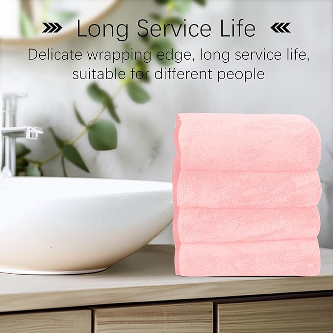 Cosy Family 6 Pack Ultra Soft Microfiber Absorbent Hand Towel, Silk Hemming Towels for Bathroom - Quick Drying - Perfect for Bath, Fitness, Gym, Shower, Hotel, and Spa - 16x28 Inch, Pink