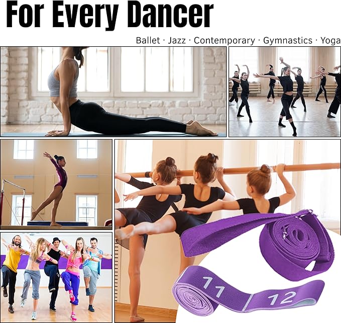 Danzcue Ballet Stretch Strap Set – Professional Dance Flexibility Trainer with Door Anchor, Extra Long Non-Slip Stretching Bands for Ballet, Jazz, Contemporary & Gymnastics
