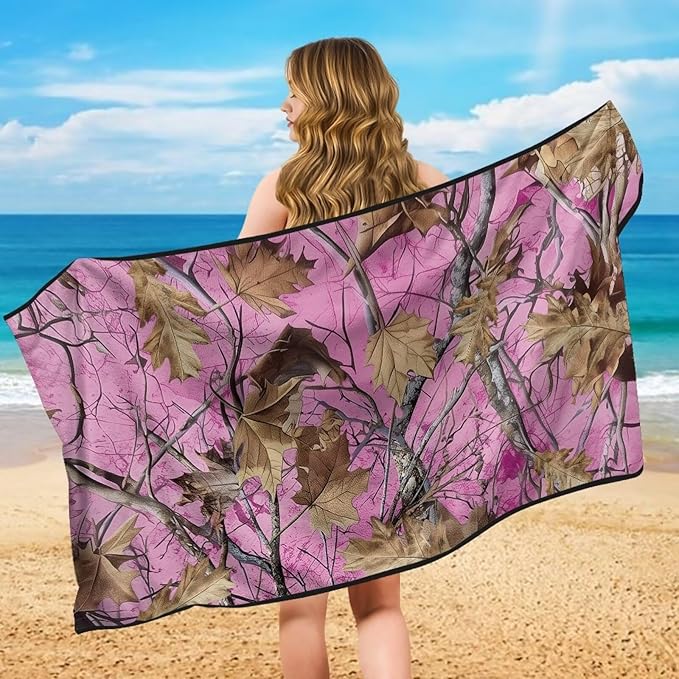 Bulopur Car Seat Towel Cover Waterproof Pink Hunting Camo Sweat Towel Car Seat Cover Anti-Slip Bucket Seat Protector for Swimming Pool Camping Beach Yoga Towels Mat