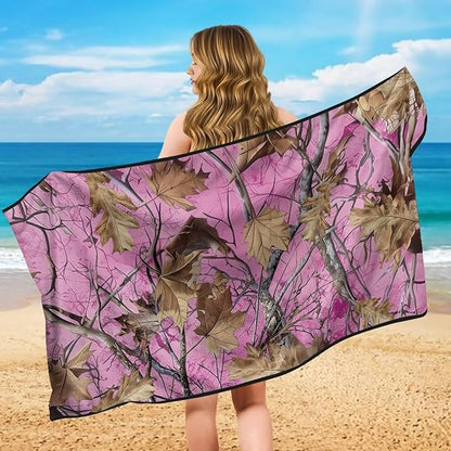 Bulopur Car Seat Towel Cover Waterproof Pink Hunting Camo Sweat Towel Car Seat Cover Anti-Slip Bucket Seat Protector for Swimming Pool Camping Beach Yoga Towels Mat