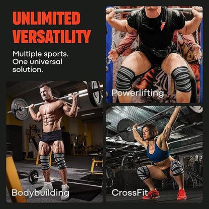 Mava Sports Knee Wraps (Pair) for Men & Women | Ideal for Cross Training, WODs, Gym Workouts, Weightlifting, Fitness & Powerlifting | Knee Straps for Squats | 72" Compression & Elastic Support