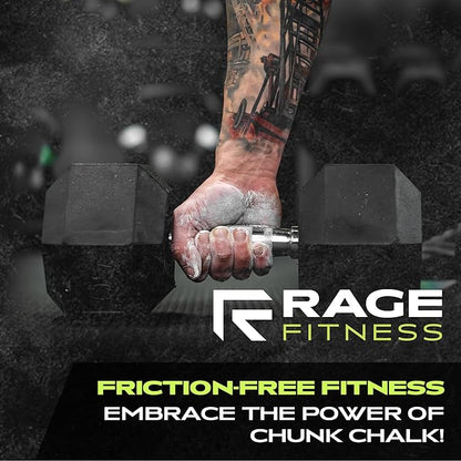 Rage Fitness Gym Chalk | Magnesium Carbonate Athletic Chalk for Excellent Grip - Gym Workout Grip Chalk for Weightlifting & Gymnastics.
