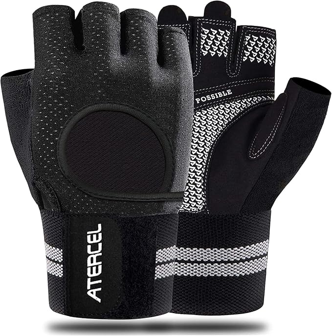 ATERCEL Weight Lifting Gloves Breathable Workout Gloves with Wrist Support for Gym, Exercise, Pull ups, Super Lightweight for Mens and Women, Full Palm Protection