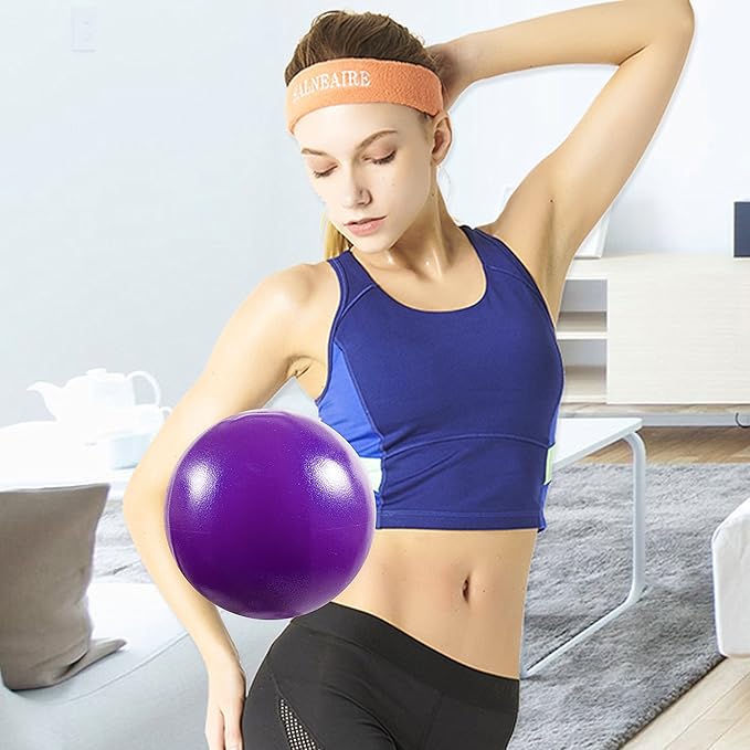 Mini Exercise Ball, 9 Inch Small Gym Ball with Inflatable Straw for Yoga, Pilates, Stability, Barre, Physical Therapy, Stretching and Core Training, Improves Balance, Strength