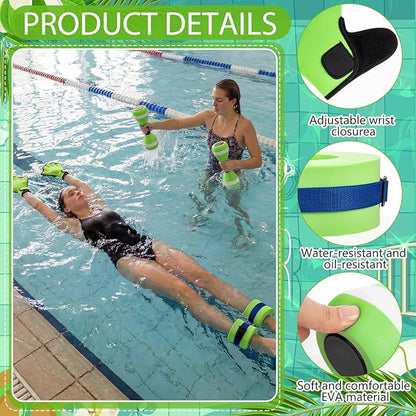 Hungdao Water Aerobics Set for Aquatic Exercise Include Foam Water Dumbbell Swim Aquatic Cuffs Ankle Arm for Sport Swimming Glove Pool Resistance Weights Fitness Equipment for Workout Training