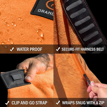 Orange Mud Transition & Seat Wrap V2.0 – Car Seat Cover, Changing Kilt & Multipurpose Towel – Sweat-Proof, Quick-Dry, Secure Wrap for Athletes, Runners, Cyclists – Orange
