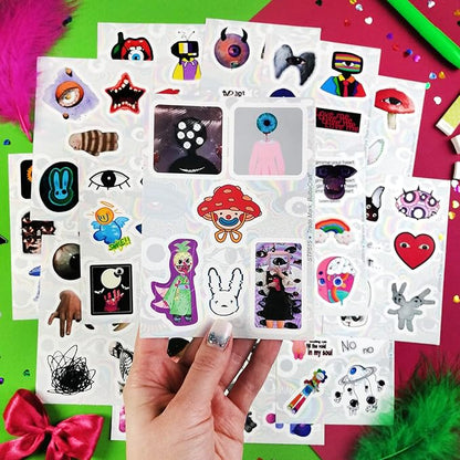 BulbaCraft 100Pcs Weirdcore Stickers, Weird Stickers for Adults, Weird Gifts, Psychedelic Decals, Trippy Decals, Weirdcore Accessories, Gifts for Women & Men