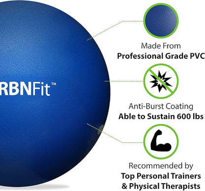 URBNFit Mini Exercise Ball 9” – Small Pilates & Yoga Stability Ball for Core Strength, Balance, Pregnancy & Physical Therapy – Anti-Burst Swiss Ball w/Quick Pump – Home, Office, Gym