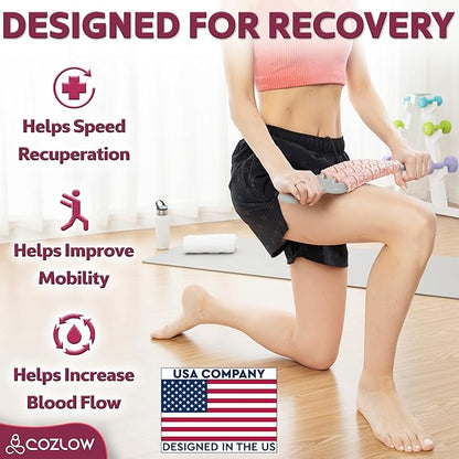 Triple Roller Massage Stick - Body Massager for Muscles - Fascia Rolling Tool - Deep Tissue Therapy for Myofascial Release and Lymphatic Drainage - Handheld Anti Cellulite Device - by Cozlow