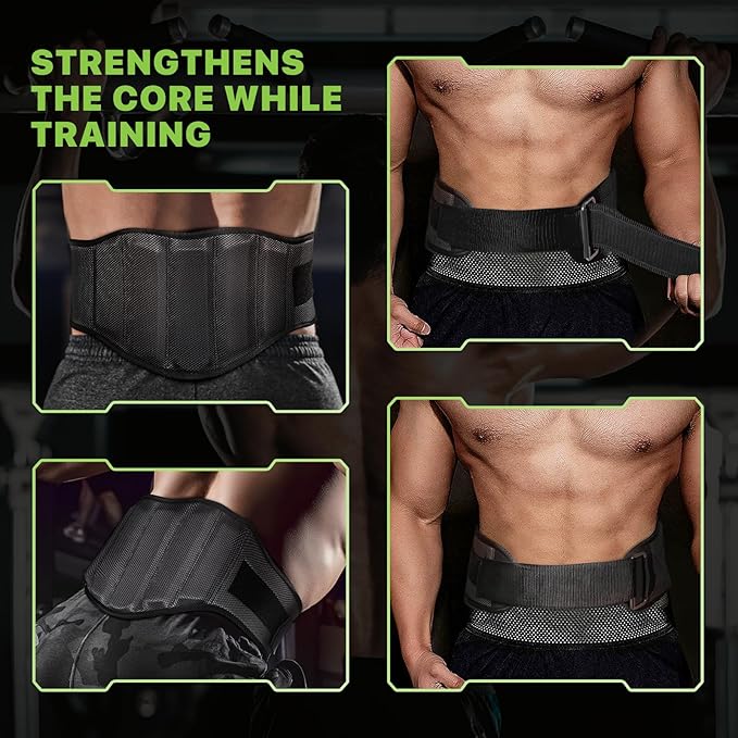 Weight Lifting Belt for Men Women, 8" Back and Lumbar Support Gym Belt for Bodybuilding, Fitness, Powerlifting, Cross Training
