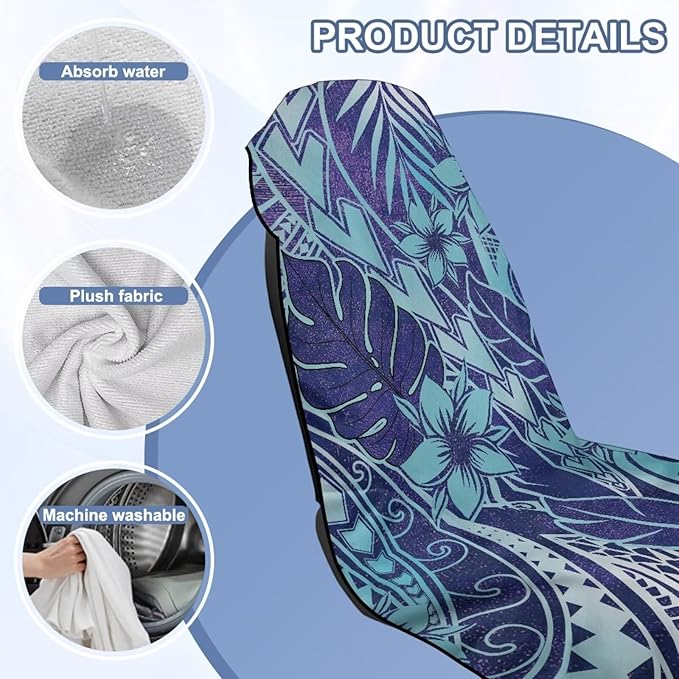 Bulopur Polynesia Hibiscus Sweat Towel Car Seat Cover for Gym Post-Work Running Athletic Beach Towel Machine Washable Lightweight Soft Car Interior Accessories for Women Girly