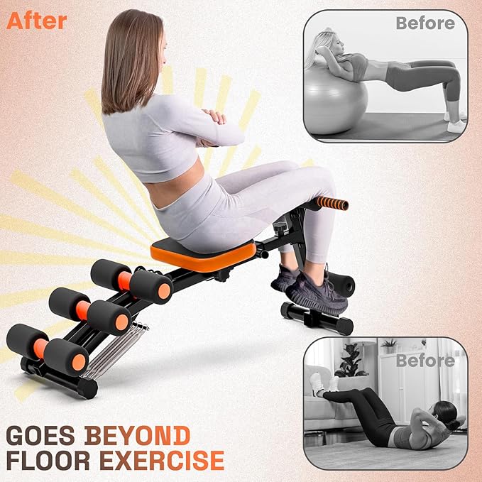 Ab Machine for Home Gym | Adjustable Ab Trainer Bench for Full Body Workout | Multi-Functional Sit Up Machine | Exercise Chair with 300 LBS Weight Capacity