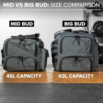 Serious Steel Fitness Gym Bag, 1000D Nylon Duffel Bag, Heavy Duty (Grey - Big Bud 2.0)