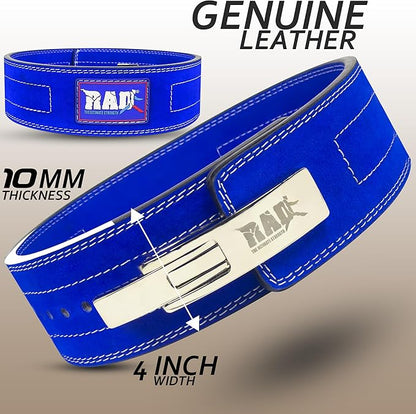 RAD Lever Weight Lifting Gym Belt for Men & Women Size 63 TO107 CM,Thick 10MM & Width 4 Inch Lever Powerlifting Belts for Women Dead Lift Workout Belt Leather Weight Lifting Lever Gym Squat Belt