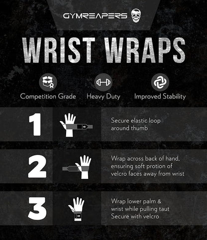 Wrist Wraps Weightlifting - Stiff Heavy Duty 18 inch Wraps With Thick Thumb Loop For Powerlifting, Bodybuilding, Cross Training, & Heavy Presses