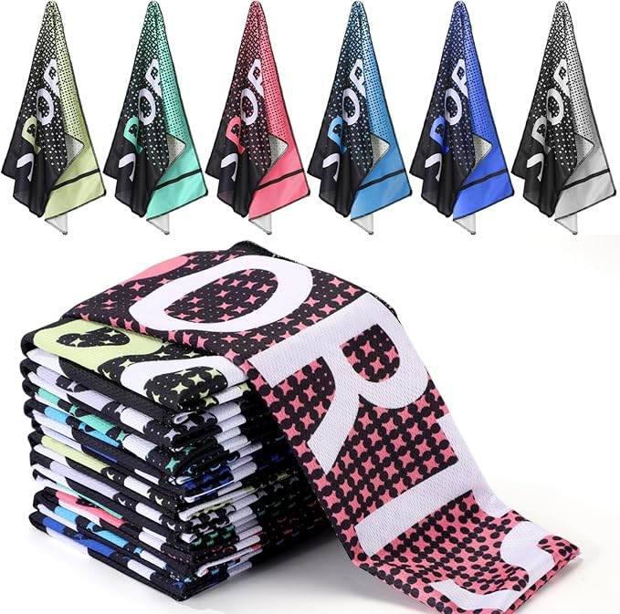 Frienda 12 Pcs Cooling Towels for Neck and Face 40"x12" Soft Breathable Chilly Towel Ice Sport Microfiber Sweat Rag for Yoga Sport Running Gym Workout Camping Fitness Party Favors Team Gift