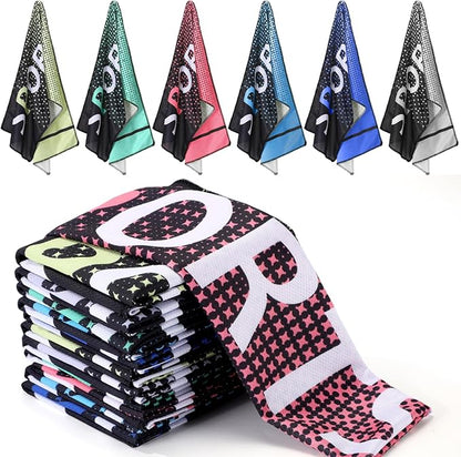 Frienda 12 Pcs Cooling Towels for Neck and Face 40"x12" Soft Breathable Chilly Towel Ice Sport Microfiber Sweat Rag for Yoga Sport Running Gym Workout Camping Fitness Party Favors Team Gift