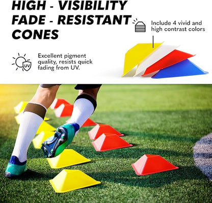 GSi Sports Training Cones for Agility Drills – Soccer & Basketball Multi-Sport Field Markers, Durable Flexible Cones in Multiple Shapes & Packs (20–80 Pack)