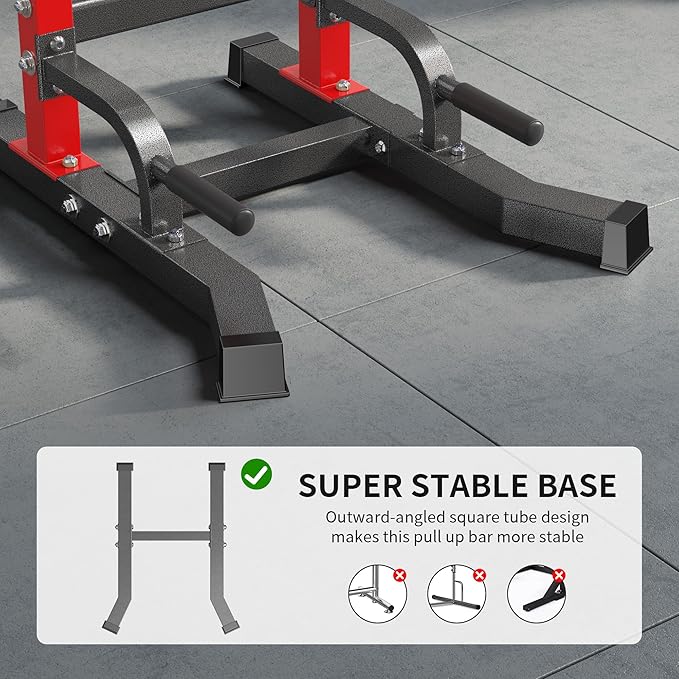 soges Pull Up Bar Dip Station, Power Tower with A Backrest, Adjustable Height Pull Up Bar Stand, Multi-Function Home Gym Strength Training