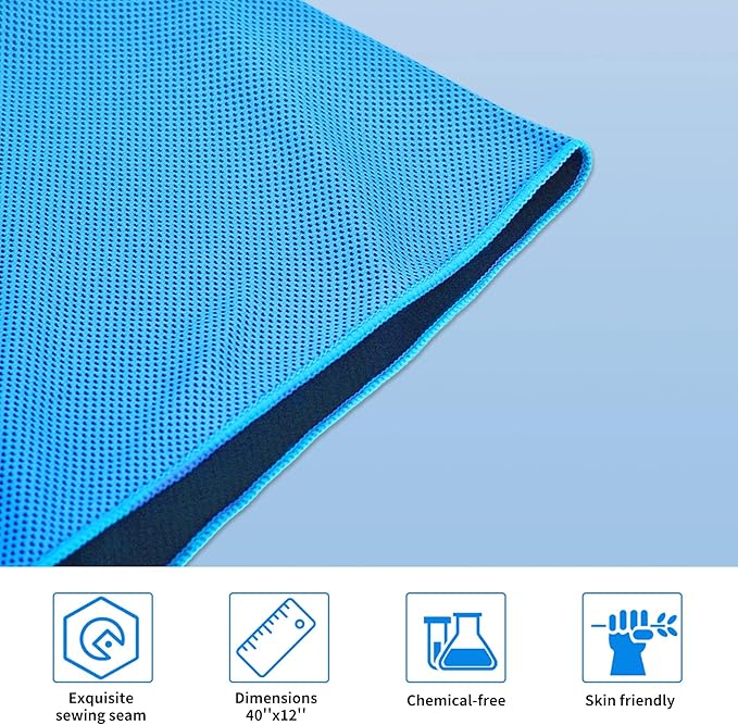 4 Packs Cooling Towels for Neck and Face(40"x 12"), Cold Towels for Hot Weather, Cooling Wipes, Lightweight Soft Breathable Towels for Yoga, Sport, Workout, Running, Gym, Camping, Fitness