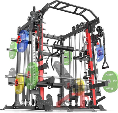 Multi-Purpose Squat Rack,Smith Machine Weight Rack Set with Cable Crossover System, Home Gym Power Racks, Power Racks and Packages