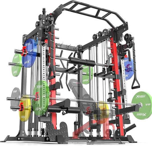 Multi-Purpose Squat Rack,Smith Machine Weight Rack Set with Cable Crossover System, Home Gym Power Racks, Power Racks and Packages