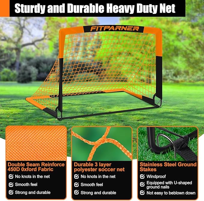 Kids Soccer Goals for Backyard Set - 2 Pack of Portable Pop Up Soccer Nets with Ball,Cones,Complete Training Equipment Kit for Toddler,Youth,Kids Age 3-14,Outdoor Sports Game